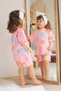 Girl's Floral Patterned Shorts Suit - 3