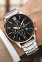 Men's Wrist Watch Calendar Steel Band Steel Case Silver-Black-Rose with Bracelet Gift - 3