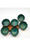 Very Special Turquoise 6-Piece Bowl Set with 6 Icons of Istanbul, Embossed Pattern - 6