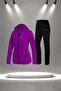 Plus Size Women's Purple New Supra Combed Cotton Zippered Tracksuit Set (4Xl-10Xl)