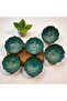 Very Special Turquoise 6-Piece Bowl Set with 6 Icons of Istanbul, Embossed Pattern