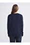Navy Blue V-Neck Women's Knitwear Sweater - 6