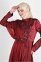 PUL PAYET EMBROIDERED TULE DETAILED SATIN EVENING DRESS 50374 - 2