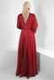 PUL PAYET EMBROIDERED TULE DETAILED SATIN EVENING DRESS 50374 - 3