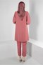 SHIRT COLLAR STONE DETAILED PANT SUIT 43587 - 3