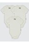 3-Piece Plain Short Sleeve Snap Fastener Bodysuit - White - 4