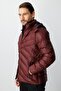 Bordo Standart Fit Kapüşonlu Kapitone Şişme Spor Erkek Mont - 7
