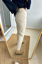 A169260 Beige Mom Jean High Waist Jeans Slim Fit Denim Pants