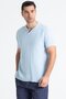 Short Sleeve Men's Ribbed Summer Muslin Tshirt Ice Blue Bmv - 5