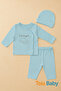 Elephant Pattern Set of 3 1 Piece Set Newborn Male 0-3 Months Hospital Release Baby - 4