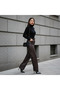 Bitter Brown Soft Lining Detailed Faux Leather Palazzo Pants - Fw25