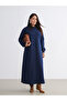 Navy Blue Crew Neck Sweatshirt Dress - 2