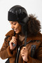Black Faux Leather Pilot Women's Hat with Headphones - 4