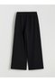 Wide Leg Women's Trousers with Elastic Waist - 8