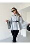 Women's Gray Judge Collar Belted Stamp Poncho 15732 - 3