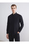 Black Regular Fit Long Sleeve Linen Blend Men's Shirt