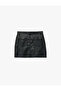 Faux Leather Slim Fit Pocket Detailed Mini Shorts Skirt - 4