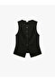Crew Neck Buttoned Blazer Vest - 3
