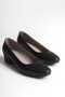 Genuine Leather Black Low Heeled Square Toe Stewardess Shoes
