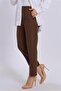 Women's Brown Elastic Waist Pants t 80004 - 2