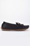 Women's Genuine Leather Buckle Classic Loafer - Black - 3