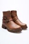 Women's Genuine Leather Buckle Casual Boots - Walnut - 4