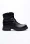 Women's Genuine Leather Buckle Casual Boots - Black - 3