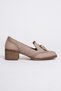 Women's Genuine Leather Stylish Shoes with Tassel Detail - Stone - 3