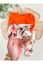 Juana Balloon Sleeve Body Belted Pants Bandana 100% Cotton Baby Girl Digital Flower Design Luxury Suit - 3