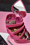 5 Layer Mirrored Heart 360 Degree Rotatable Jewelry Organizer Box - 5