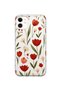 iPhone 11 Compatible Red Tulip Patterned Transparent Phone Case