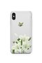 iPhone XS Max Compatible White Lily Pattern Transparent Phone Case