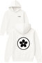5-Petal Flower Design Printed Oversized White Hooded Sweatshirt
