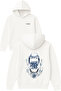 Hard Core Design Printed Oversized White Hooded Sweatshirt