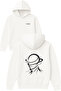 Alien Head Design Printed Oversized White Hooded Sweatshirt