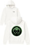 Round Green Snake Design Printed Oversized White Hooded Sweatshirt