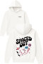Spaced Out Design Printed Oversized White Hooded Sweatshirt