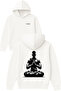 Meditation Man Design Printed Oversized White Hooded Sweatshirt