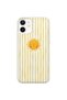 iPhone 12 Mini Compatible Yellow Striped Sun Pattern Transparent Phone Case