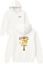 Plain Gold Ra Design Printed Oversized White Hooded Sweatshirt