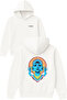 Blue Women Design Printed Oversized White Hooded Sweatshirt