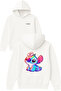 Sweet Monster Design Printed Oversized White Hooded Sweatshirt
