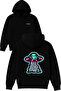 No Bad Trips Design Printed Oversized Black Hooded Sweatshirt
