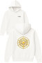 Gold Round Wheel Design Printed Oversized White Hooded Sweatshirt