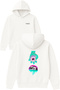 Single Eye Pink Design Printed Oversized White Hooded Sweatshirt