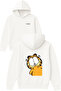 Garfıeld Design Printed Oversized White Hooded Sweatshirt