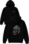 Gym Crocodile Design Printed Oversized Black Hooded Sweatshirt