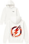 Lightning Red Design Printed Oversized White Hooded Sweatshirt
