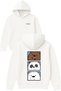 3 friends bear Design مطبوع قصة فضفاضة سويت شيرت أبيض بغطاء رأس