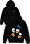 Angry Duck Design Printed Oversized Black Hooded Sweatshirt